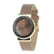 Geneva Japanese Movement Stainless Steel Back Casual Brown Faux Leather Strap Watch