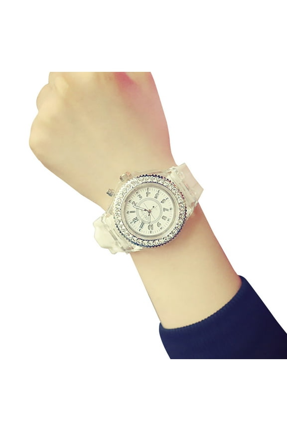 Geneva LED Backlight Sport Waterproof Quartz Wrist Watches Small Watches Large Face Watches Watch Set for Women Single Hand Watch Casual Watches for Women Simple Womens Watch Love Bracelets That Light