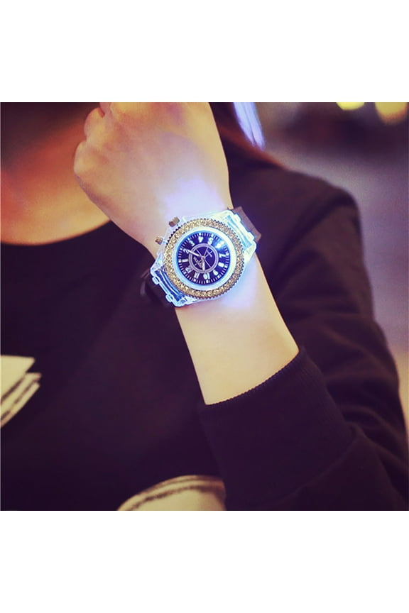 Geneva LED Backlight Sport Waterproof Quartz Wrist Watches Womens Expansion Band Watches Watches with No Batteries Large Face Digital Watch for Seniors Mens Watch Stretch Band Watches with Secondhand