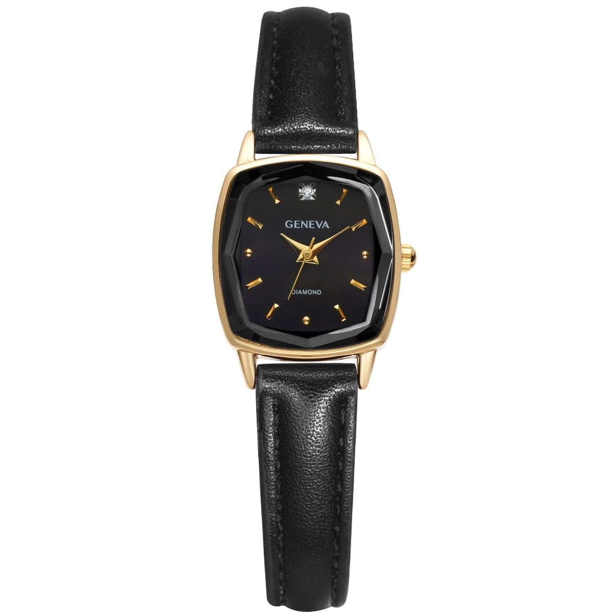 Geneva Ladies Gold Tone 22mm Genuine Diamond Faceted Bezel Smooth