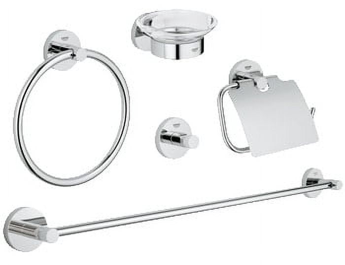 Chrome Modern Wall Mount Bathroom Accessory Set