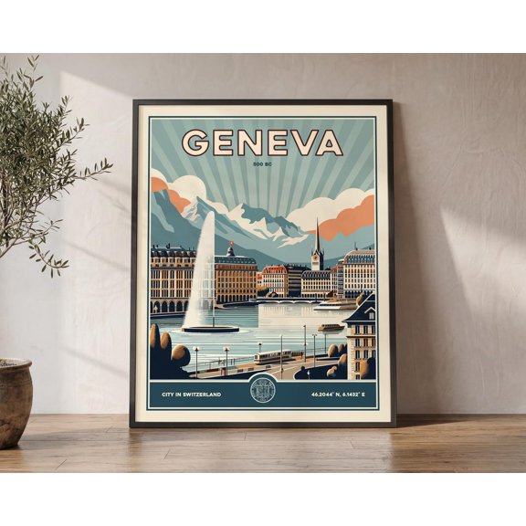 Geneva Retro Travel City Wall Art Poster