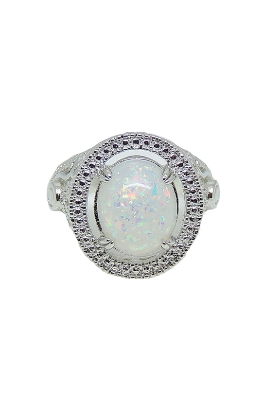 Geneva Statement Ring Oval Fire Opal Ring for Women Ginger Lyne Collection