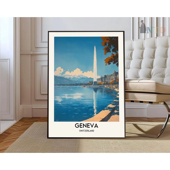Geneva Switzerland Lake Geneva Poster Home Decor Office Wall Art Living Room Decor, Paper Poster Only