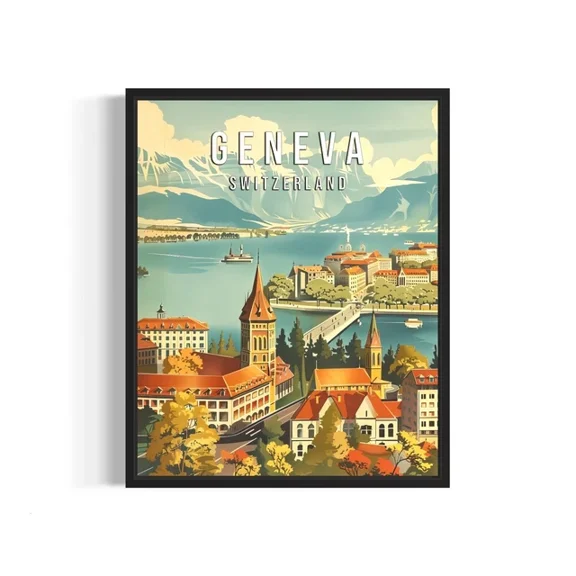 Geneva Switzerland Landscape Poster Art Print Wall Art Painting Artwork Decor Home Decor Office Wall Art
