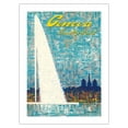 thumbnail image 1 of Geneva Switzerland - Water Jet Fountain - Vintage Travel Poster by Fernando Correta c.1968 - Bamboo Fine Art 290gsm Paper Print (Unframed) 24x32in, 1 of 4