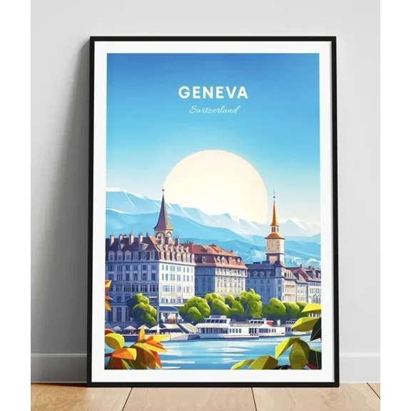 Geneva Travel Print Switzerland Wall Art Geneva Poster Switzerland Print Home Decor Office Wall Art