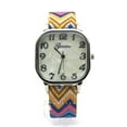 thumbnail image 1 of Geneva Tribal Pattern Weave Buckle Band Rectangle Analog Wrist Watch Silver Yellow, 1 of 4