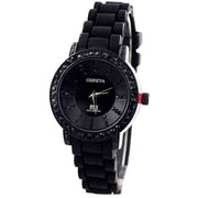 Geneva Womens 0.6 in Silicone Band Quartz Wristwatch, Black, WT-MN3750BK
