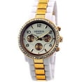 thumbnail image 1 of Geneva Women's Silver Toned Watch - 7" Two-tone Metal Band w/ Rhinestone Accent - White/Gold - WT-MN7007SL-WTGD, 1 of 1