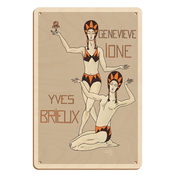 Genevieve Ione and Yves Brieux - Acrobatic Dancing - Vintage Dance Poster by Genevieve Ione c.1025 - 8 x 12 inch Vintage Wood Art Sign
