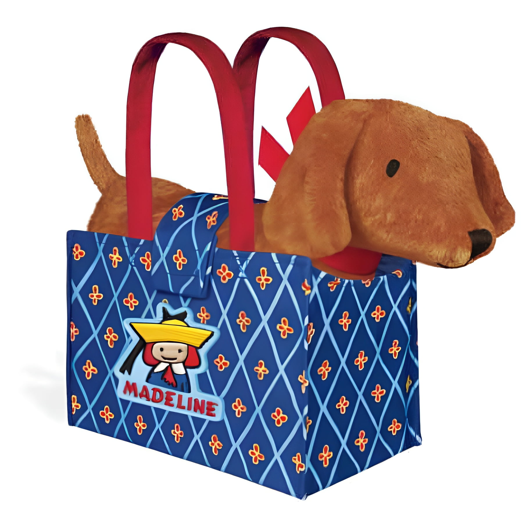 Genevieve Plush Dog in Blue Madeline Tote Bag