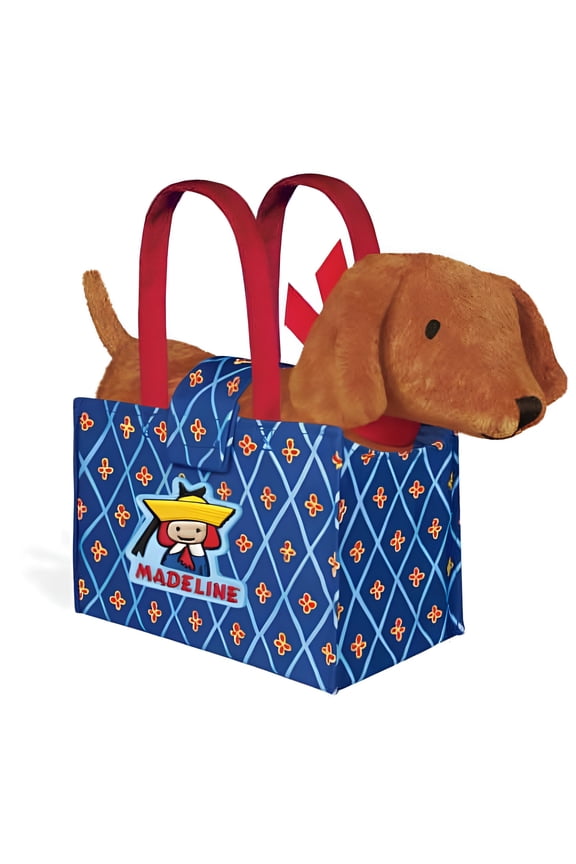 Madeline Collection | Genevieve The Dog Soft Stuffed Animal Plush Toy in Madeline Tote Bag