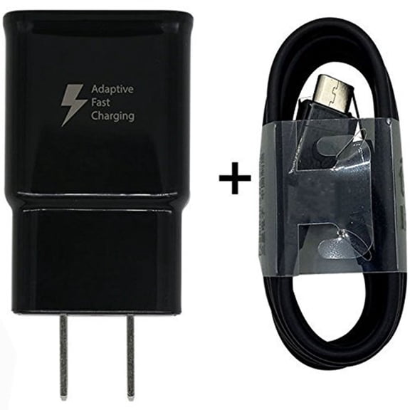 Genex Adaptive Fast Rapid Wall Charger with USB Type C Data Cable Compatible with Samsung Galaxy (Black)