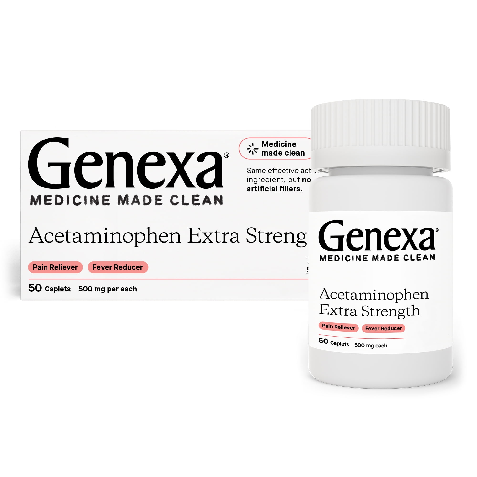 Genexa Acetaminophen 500mg Extra Strength Pain Reliever & Fever Reducer