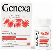 Genexa Arnica Tablets for Pain Relief Formula | Alleviate Muscle & Joint Pain, Soreness, & Stiffness | Delicious Organic Grape Flavor | Homeopathic Remedy Made Clean | 100 Chewable Tablets