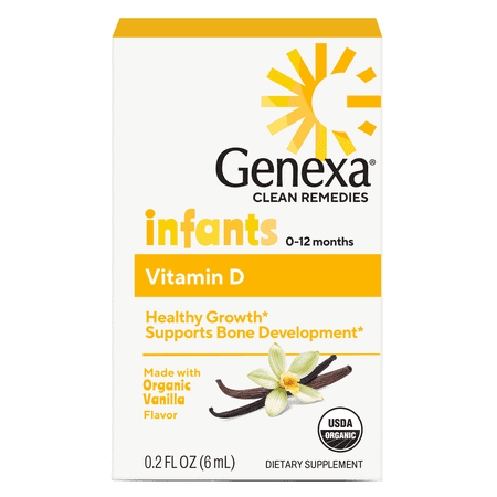 Genexa Baby Organic Vitamin D Drops, Bone Health Supplement, 200 Drops