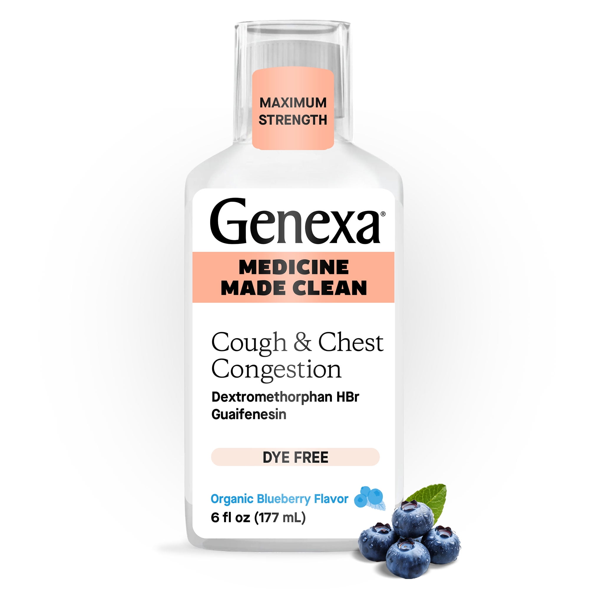 Genexa Clean Cough & Chest Congestion Relief, Dye Free, 0% Artificial Additives, 6 fl oz