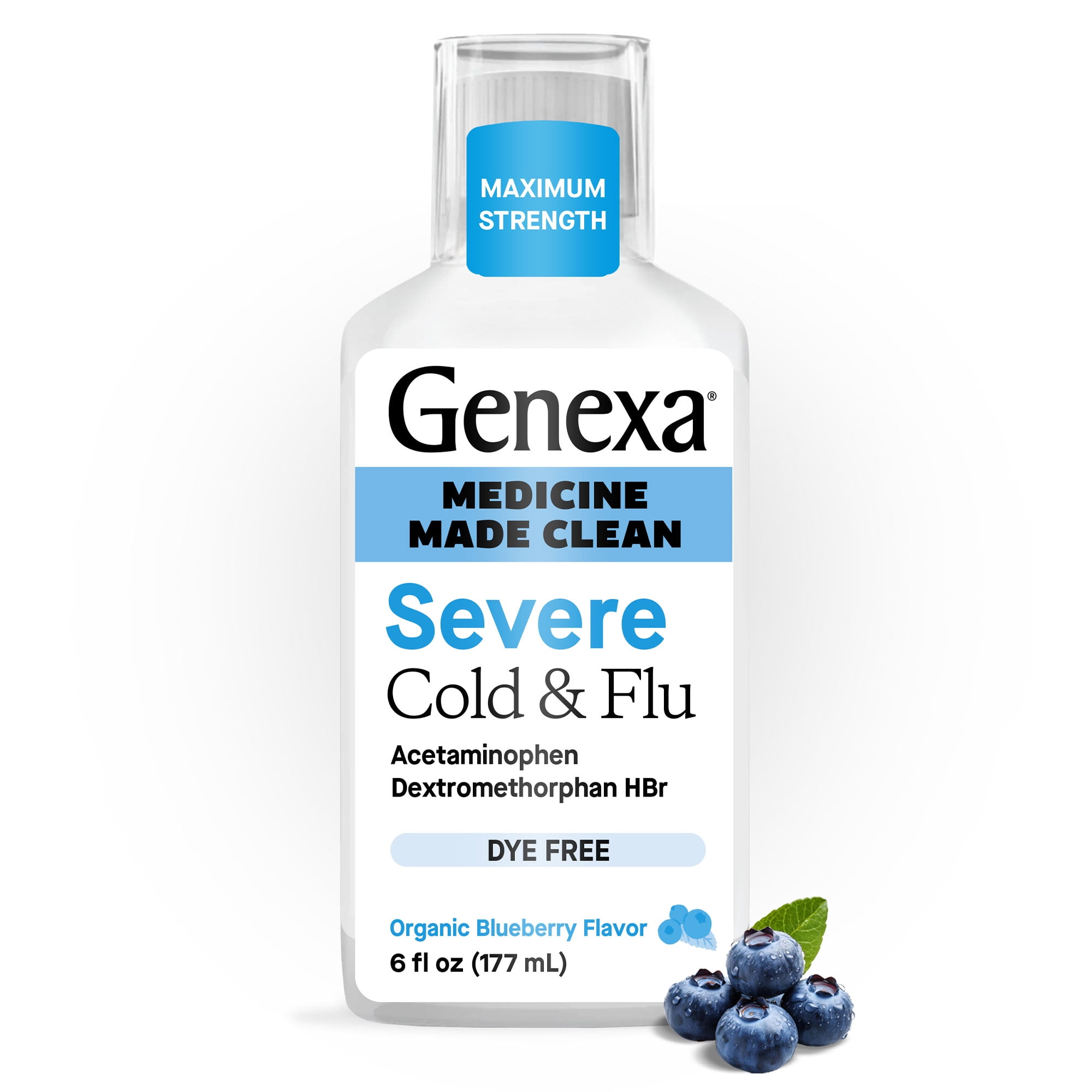 Genexa Clean Daytime Severe Cold & Flu Relief, Dye Free, 0% Artificial Additives, 6 fl oz
