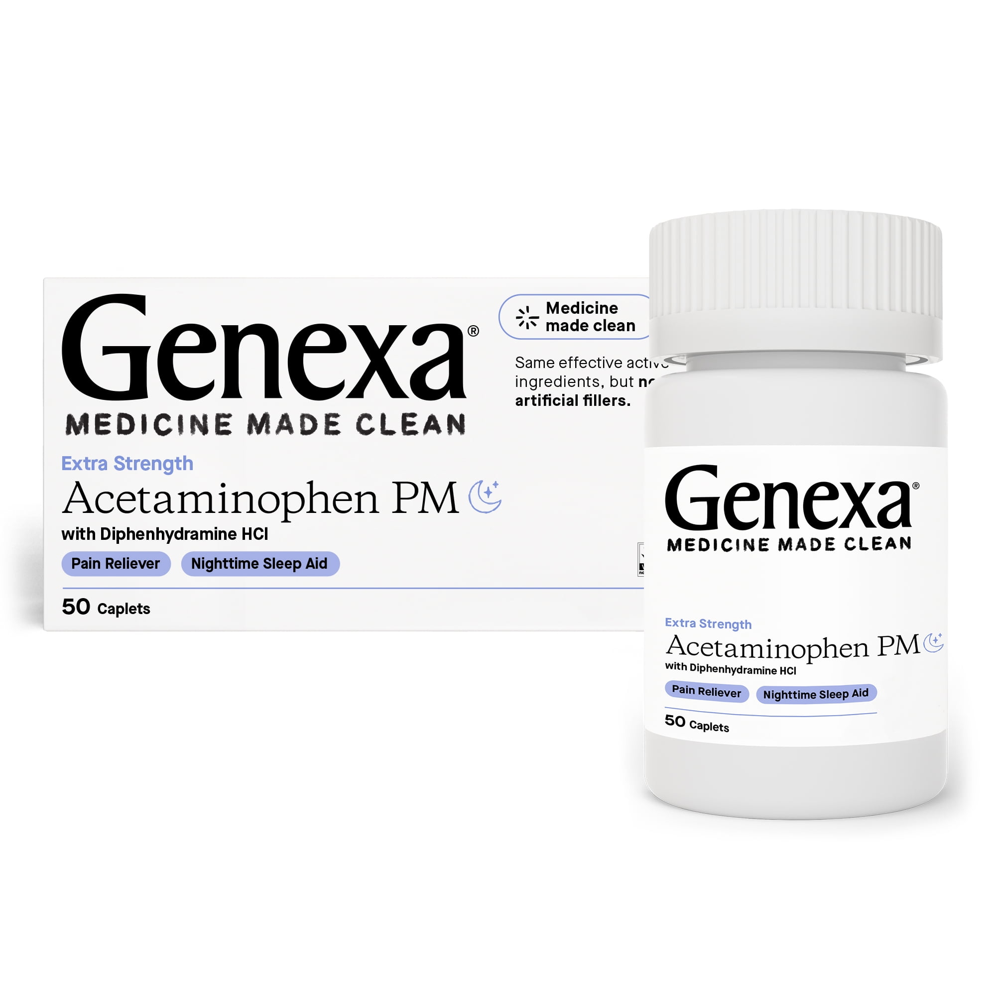 Genexa Extra Strength Pain & Fever PM Acetaminophen & Sleep Aid Caplets