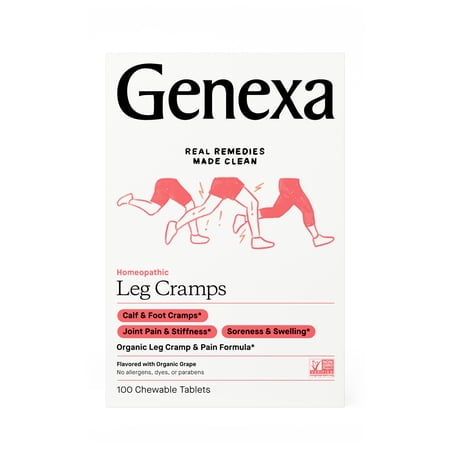 Genexa Homeopathic Leg Cramp Relief Chewable Tablets, 100 Ct