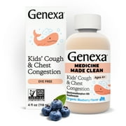 Genexa Kids’ Clean Cough & Chest Congestion Medicine, Dye Free, Organic Blueberry, 4 fl oz