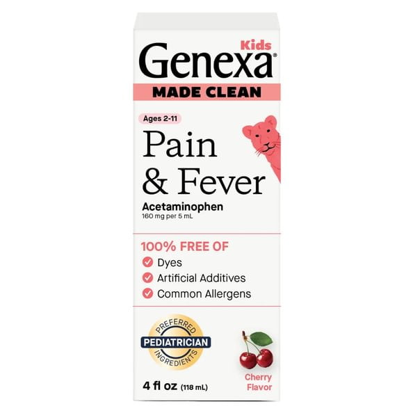 Genexa Pain and Fever Medicine for Children, Cherry Flavor, 4 fl oz
