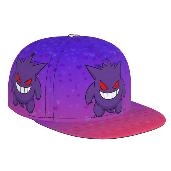 Gengar Baseball Cap For Men, Women & Kids, Classic Flat Brim Hat Hip Hop Trucker Hat Adjustable Snapback Hat