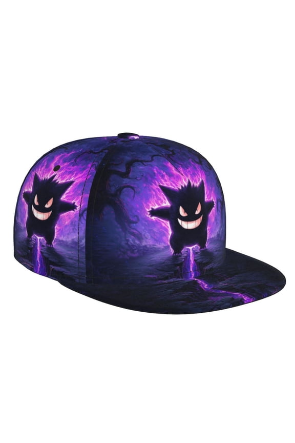 Gengar Baseball Cap For Men, Women & Kids, Classic Flat Brim Hat Hip Hop Trucker Hat Adjustable Snapback Hat
