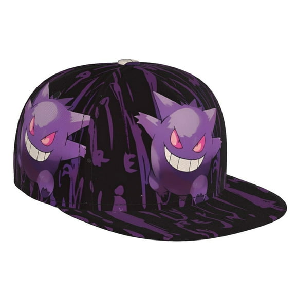 Gengar Baseball Cap For Men, Women & Kids, Classic Flat Brim Hat Hip Hop Trucker Hat Adjustable Snapback Hat