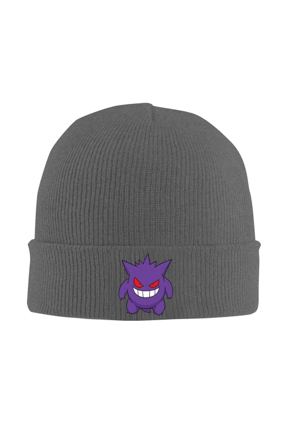 Gengar Beanie Hat Winter Warm Knit Cuffed Cap For Women Men Deep Heather