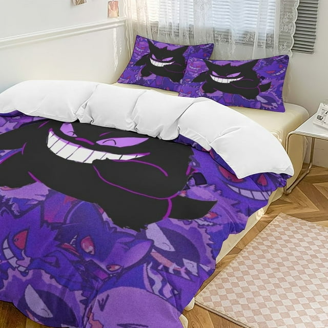 Gengar Bed Duvet Cover Funny Anime Cartoon Bedding Sets Lightweight 3