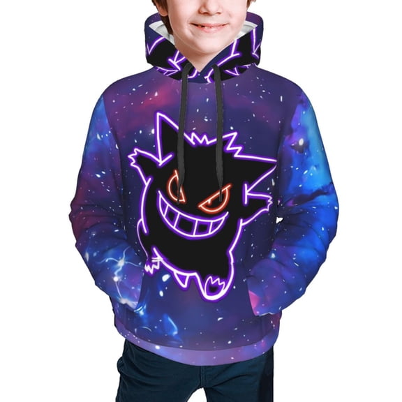 Gengar Hoodies Pullover For Boys Girls 3d Printed Hooded Sweatshirt Long Sleeves Large