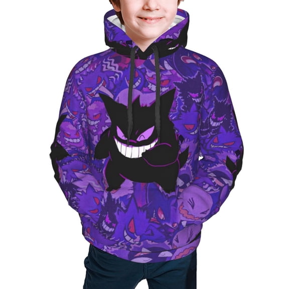 Gengar Hoodies Pullover For Boys Girls 3d Printed Hooded Sweatshirt Long Sleeves X-Large