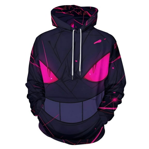 Gengar Hoodies for Men Women 3D Print Pullover Novelty Hooded Sweatshirt Hoodies with Big Pockets 2XL