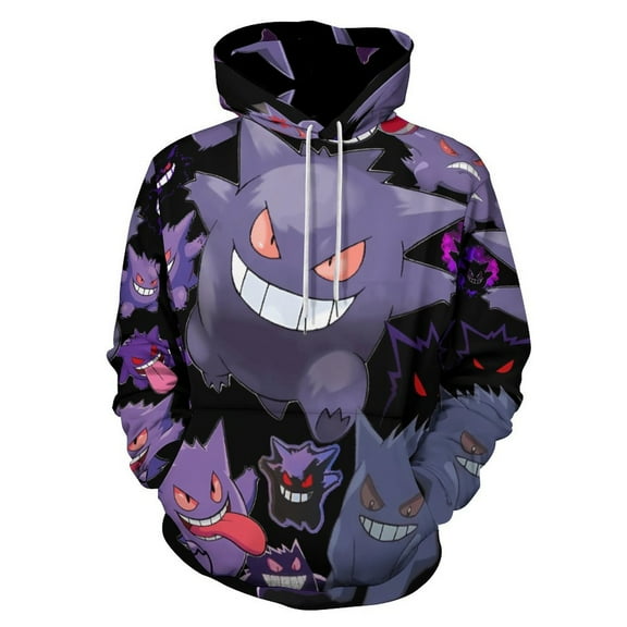 Gengar Hoodies for Men Women 3D Print Pullover Novelty Hooded Sweatshirt Hoodies with Big Pockets 3XL