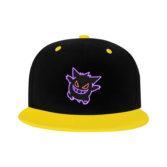 Gengar Kid'S Cartoon Baseball Cap,Adjustable Hip Hop Hat Flat Brim, Breathable Sun Hat For Boys Girls Yellow