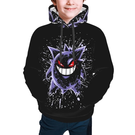 Gengar Kids' Hoodie 3d Print Sweatshirt Soft Pullover Hooded With Big Pockets For Boys Or Girls Large