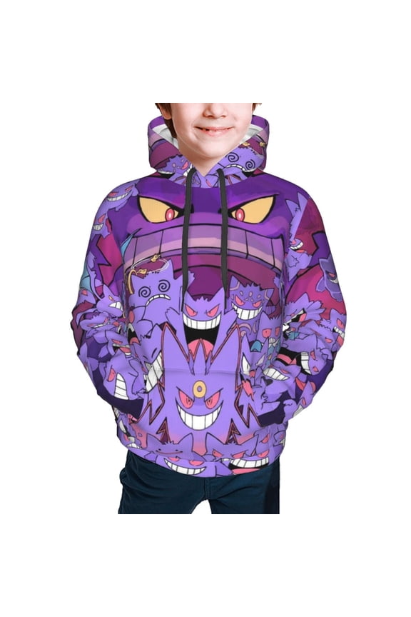 Gengar Kids' Hoodie 3d Print Sweatshirt Soft Pullover Hooded With Big Pockets For Boys Or Girls Large