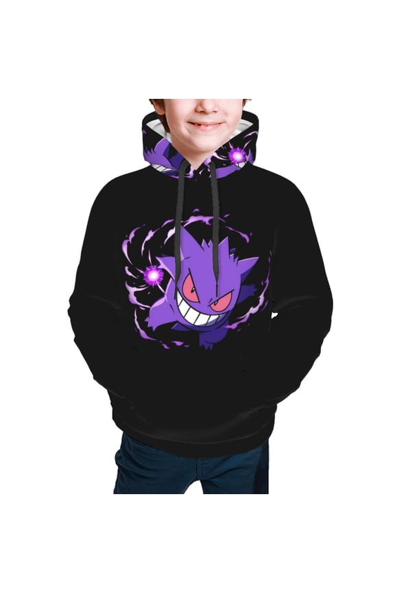 Gengar Kids' Hoodie 3d Print Sweatshirt Soft Pullover Hooded With Big Pockets For Boys Or Girls Large