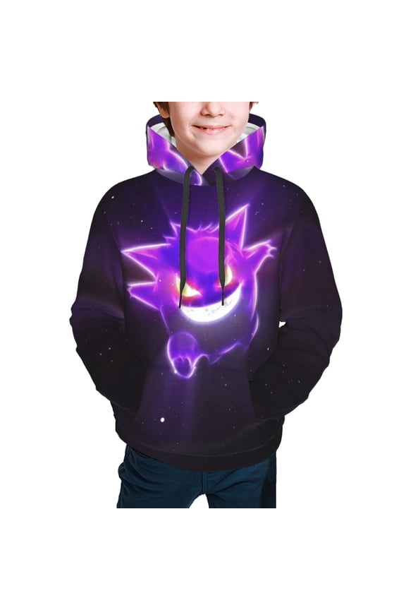 Gengar Kids' Hoodie 3d Print Sweatshirt Soft Pullover Hooded With Big Pockets For Boys Or Girls Small