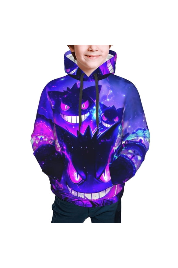 Gengar Kids' Hoodie 3d Print Sweatshirt Soft Pullover Hooded With Big Pockets For Boys Or Girls Small