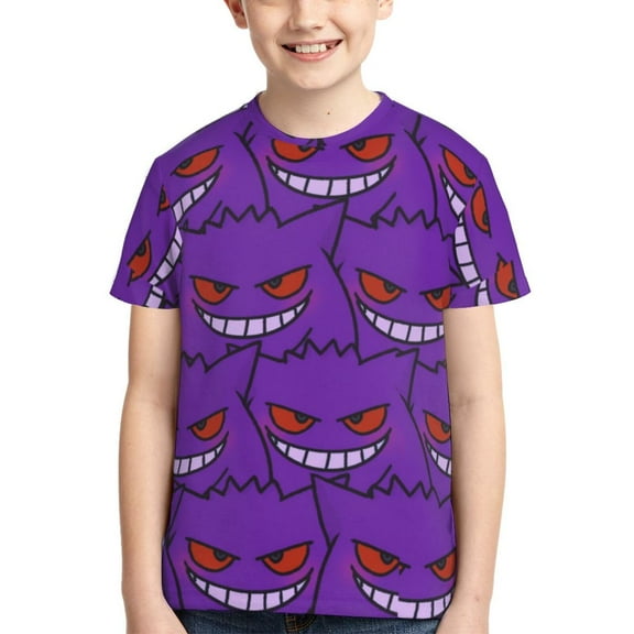 Gengar Kids T-Shirt 3d Printed Graphic T-Shirts Boys And Girls Short Sleeve Shirts For Youth Kids Large