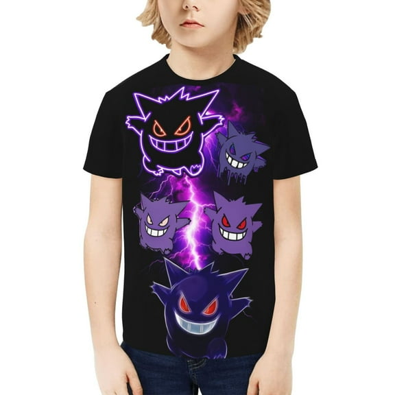 Gengar Kids T-Shirt 3d Printed Graphic T-Shirts Boys And Girls Short Sleeve Shirts For Youth Kids Medium