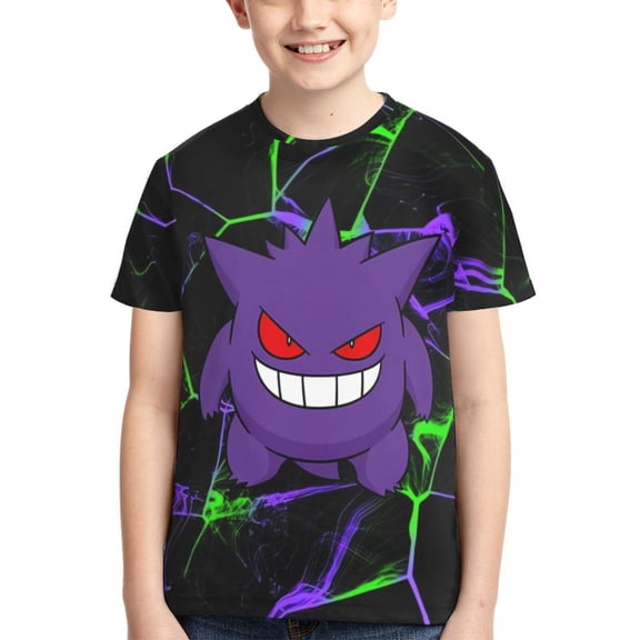 Gengar Kids T-Shirt 3d Printed Graphic T-Shirts Boys And Girls Short Sleeve Shirts For Youth Kids Medium
