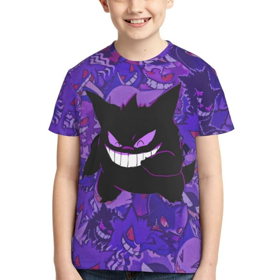 Gengar Kids T-Shirt 3d Printed Graphic T-Shirts Boys And Girls Short Sleeve Shirts For Youth Kids Small