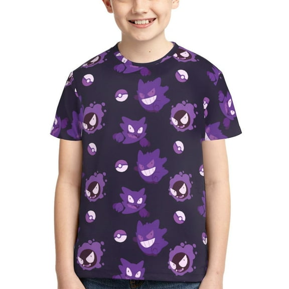 Gengar Kids T-Shirt 3d Printed Graphic T-Shirts Boys And Girls Short Sleeve Shirts For Youth Kids Small