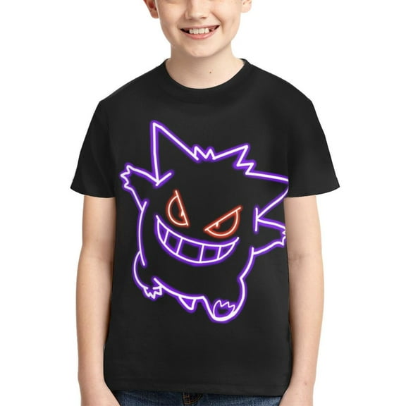 Gengar Kids T-Shirt 3d Printed Graphic T-Shirts Boys And Girls Short Sleeve Shirts For Youth Kids X-Large
