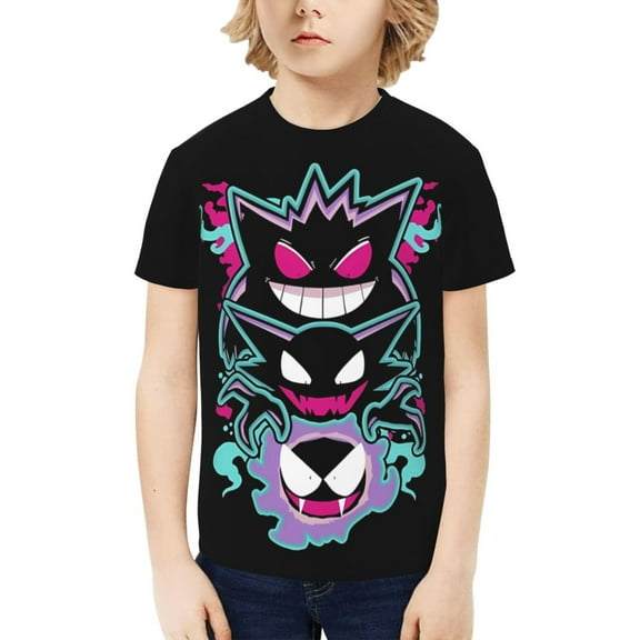 Gengar Kids T-Shirt 3d Printed Graphic T-Shirts Boys And Girls Short Sleeve Shirts For Youth Kids X-Small