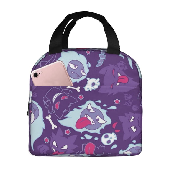 Gengar Lunch Bags Insulated Lunch Box Reusable Cooler Tote Bag with Front Pocket for Women Men Adults Work Picnic Travel 8.5 x 5 x 8 inch